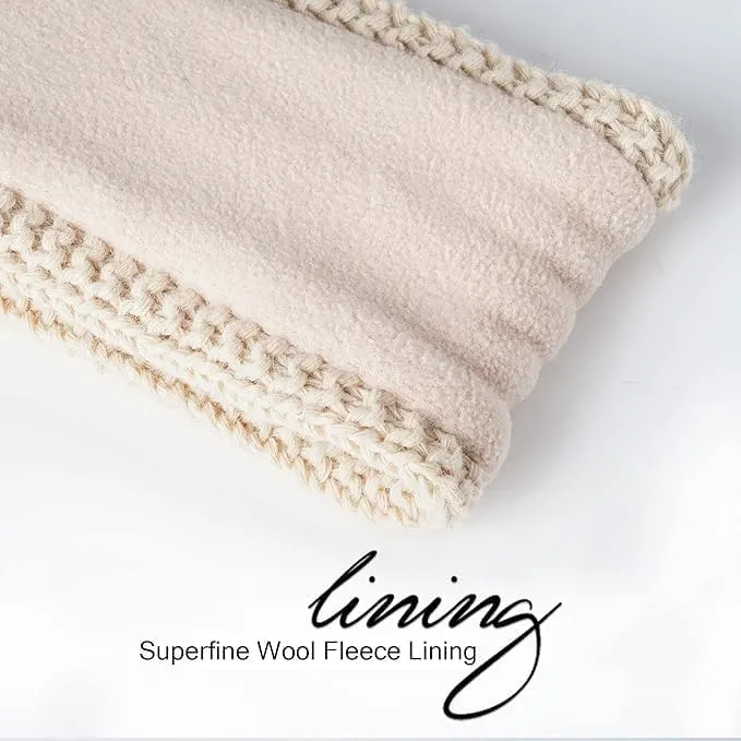 Winter Headbands for Women Wool 2 Pack, Ear Warmers for Women Headband Knit Thick Fleece Lined, Cold Weather Warm Ear Muffs