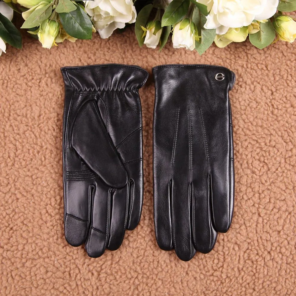 Winter Leather Gloves for Men -Touchscreen Cashmere/Fleece Lined Cold Weather Driving Fashion Dress