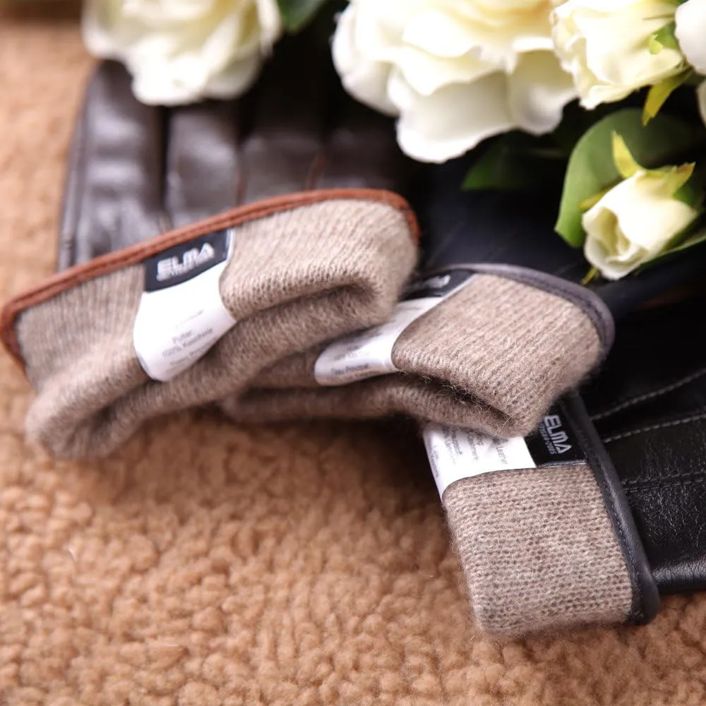 Winter Leather Gloves for Men -Touchscreen Cashmere/Fleece Lined Cold Weather Driving Fashion Dress