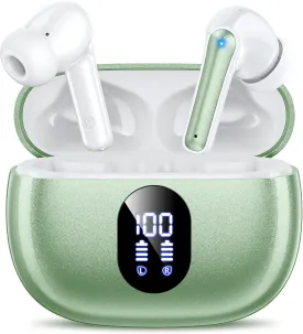 Wireless Earbuds, 2025 Ear Buds with Big Bass Stereo Sound, Lightweight Bluetooth Earbuds with 48 Hours Playtime, in-Ear Fit Earphones, IPX7, Hands-Free Calls with AI for iPhone, Android, Pad