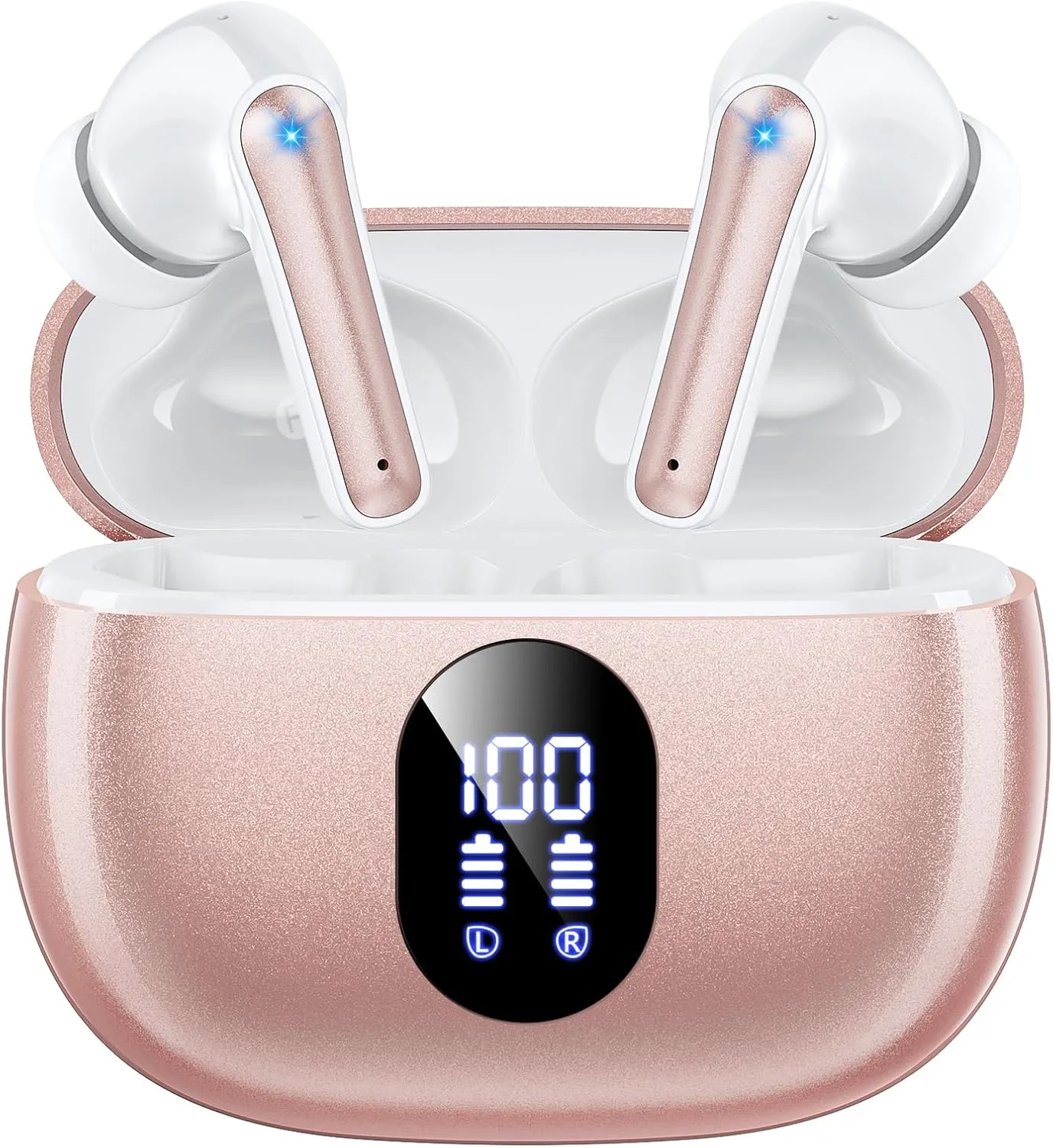 Wireless Earbuds, 2025 Ear Buds with Big Bass Stereo Sound, Lightweight Bluetooth Earbuds with 48 Hours Playtime, in-Ear Fit Earphones, IPX7, Hands-Free Calls with AI for iPhone, Android, Pad