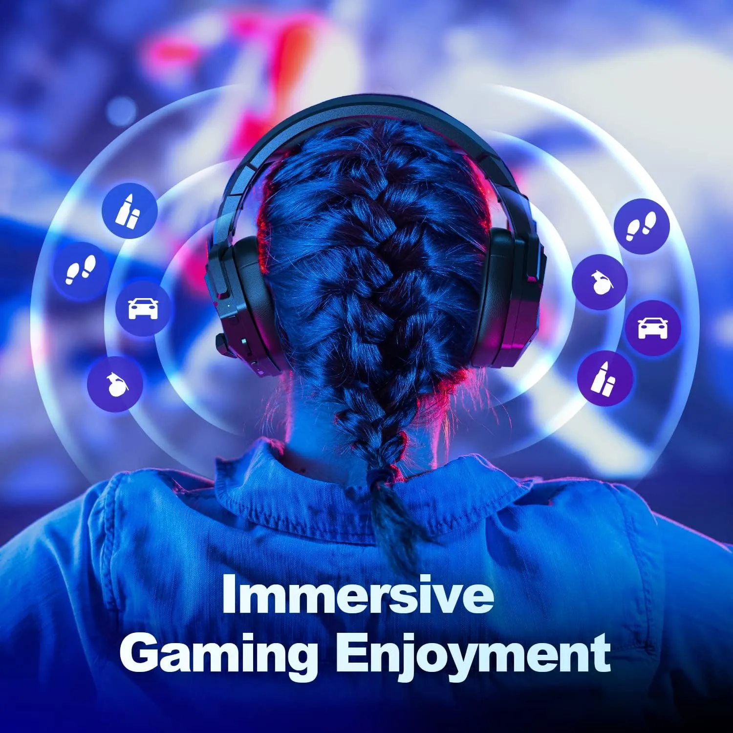 Wireless Gaming Headsets with Mic for PC PS4 PS5 PlayStation 4 5, Bluetooth USB Gamer Headphones with Noise Cancelling Microphone for Computer Laptop PC Mac
