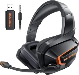 Wireless Gaming Headsets with Mic for PC PS4 PS5 PlayStation 4 5, Bluetooth USB Gamer Headphones with Noise Cancelling Microphone for Computer Laptop PC Mac