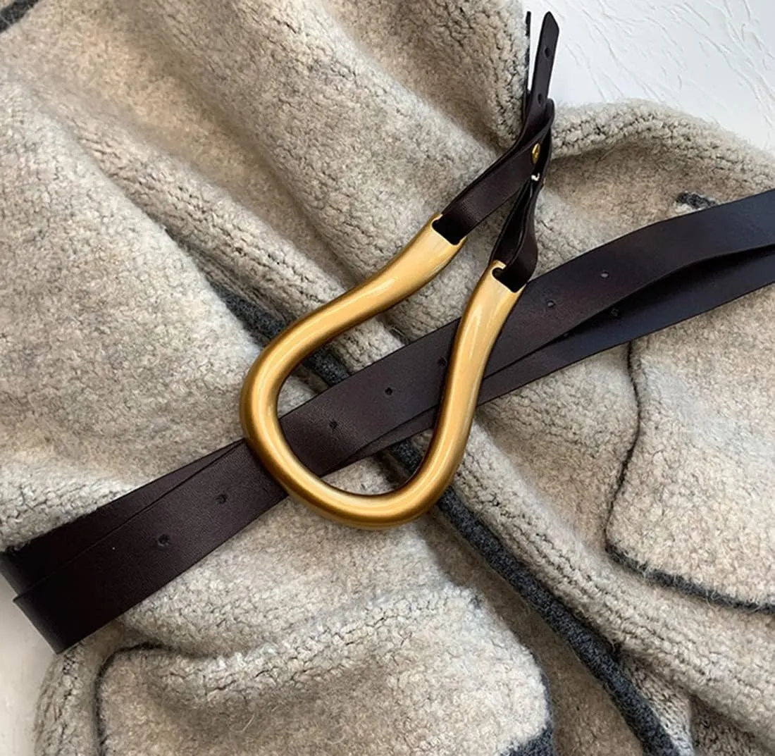 Women PU Leather Waist Belt Double Strap Tie Wrap Cinch Belt