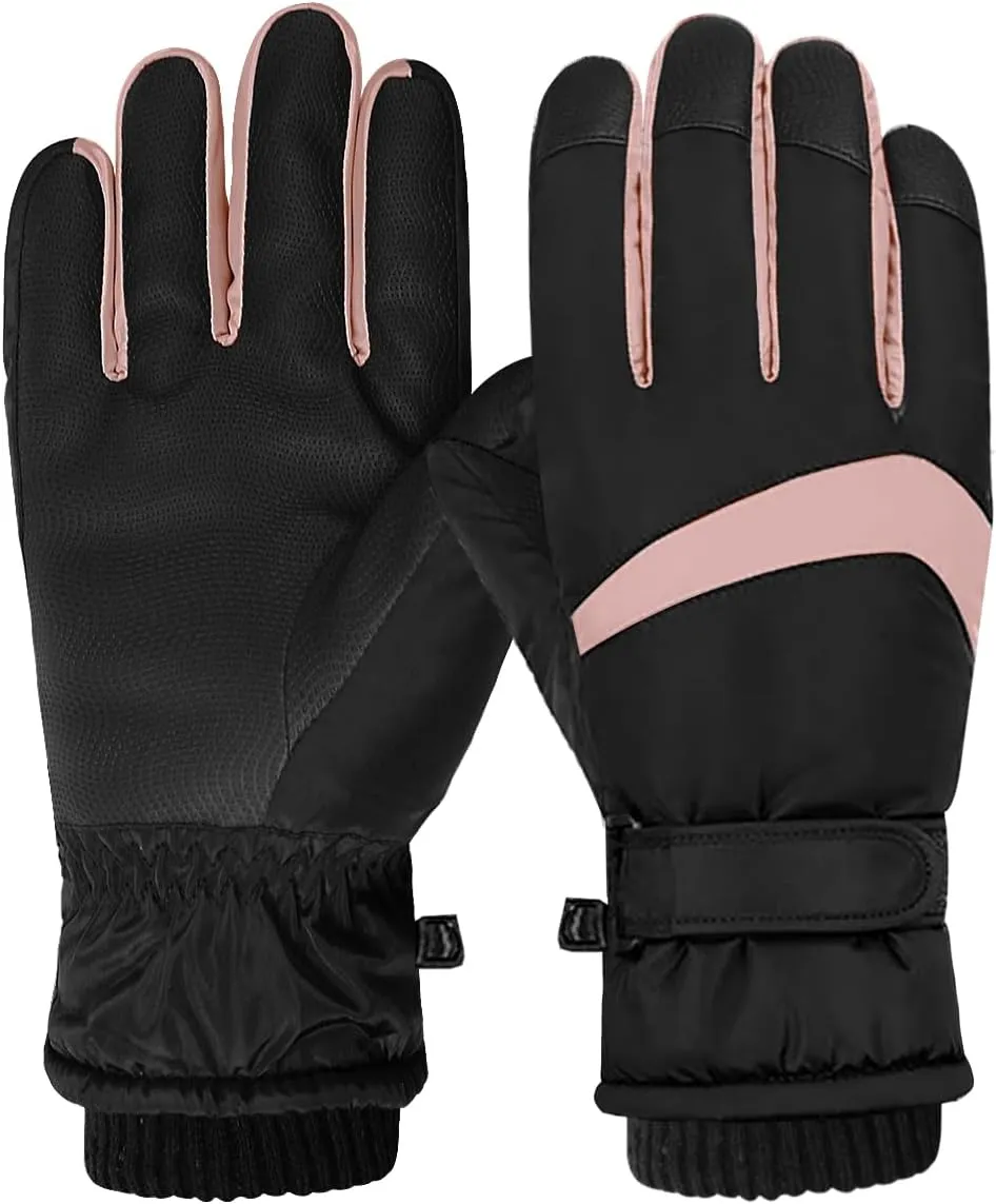Women Ski Gloves - Windproof Thermal Touchscreen Waterproof Winter Warm Snow Gloves for Skiing Cycling Outdoor Sports