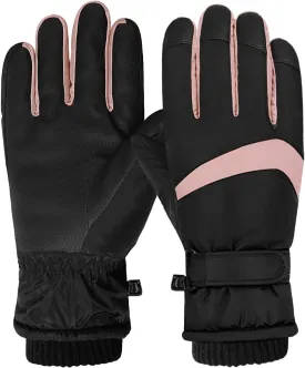 Women Ski Gloves - Windproof Thermal Touchscreen Waterproof Winter Warm Snow Gloves for Skiing Cycling Outdoor Sports