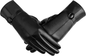 Womens Winter Leather Gloves, Touchscreen Texting Driving Gloves, Super Soft Warm Lined Womens Glove Cold Weather