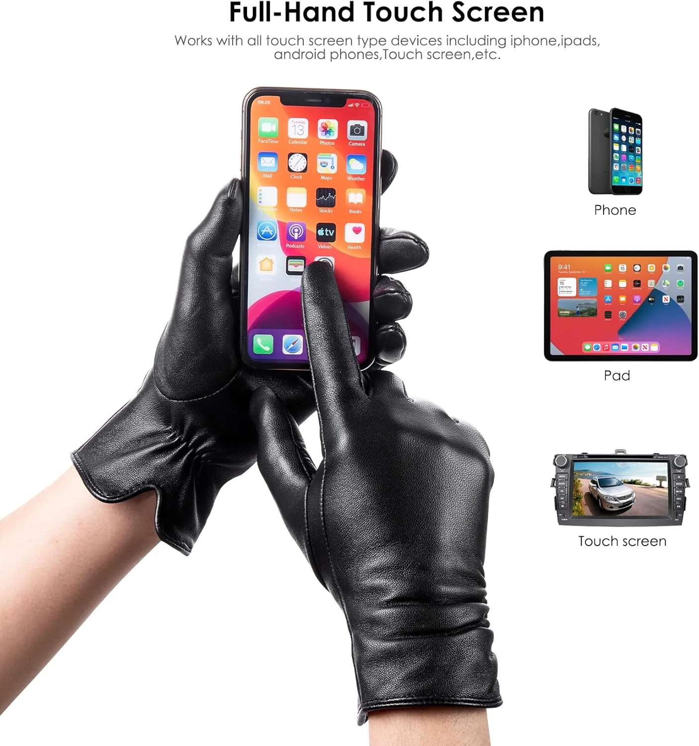 Womens Winter Leather Touchscreen Texting Warm Driving Lambskin Pure Genuine leather Gloves