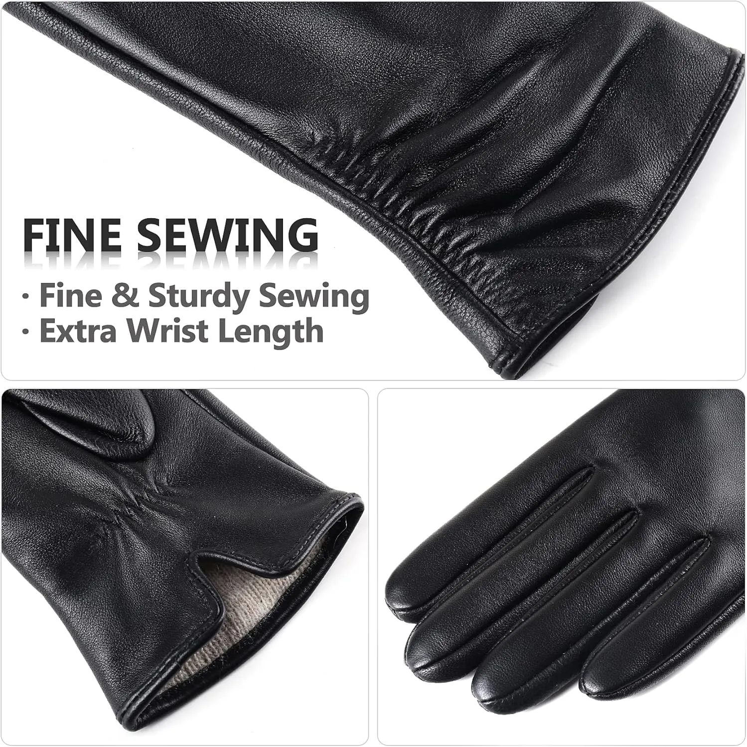 Womens Winter Leather Touchscreen Texting Warm Driving Lambskin Pure Genuine leather Gloves