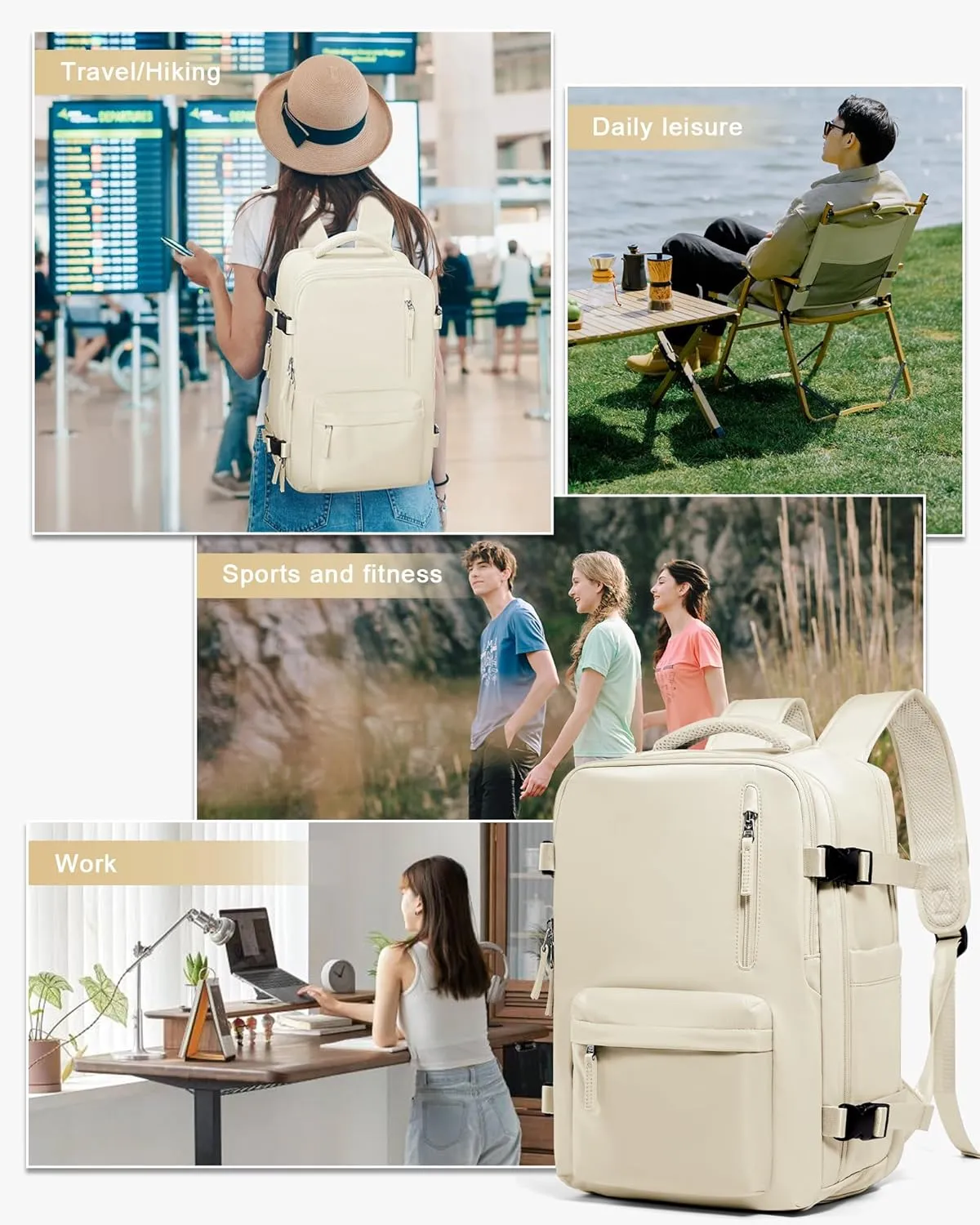 WONHOX Large Travel Backpack Carry on Flight Approved Laptop Work Business Backpack for Women Men Mochila de Viaje