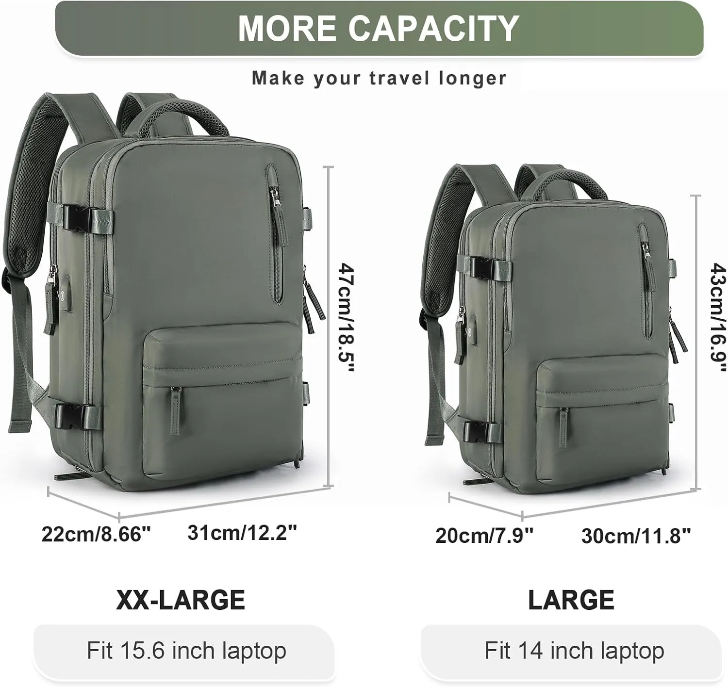 WONHOX Large Travel Backpack Carry on Flight Approved Laptop Work Business Backpack for Women Men Mochila de Viaje