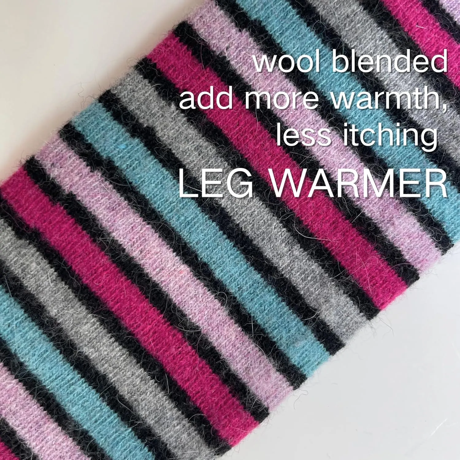 Wool Blended Striped Leg Warmers Y2K for Women Winter, 24 Inch Thigh High Stockings Over the Knee Socks by Daisy&Dino