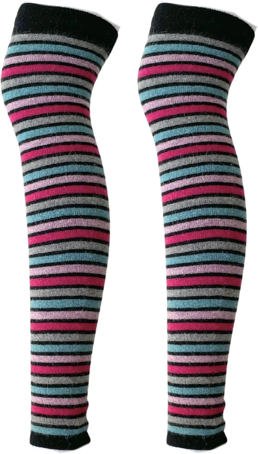 Wool Blended Striped Leg Warmers Y2K for Women Winter, 24 Inch Thigh High Stockings Over the Knee Socks by Daisy&Dino