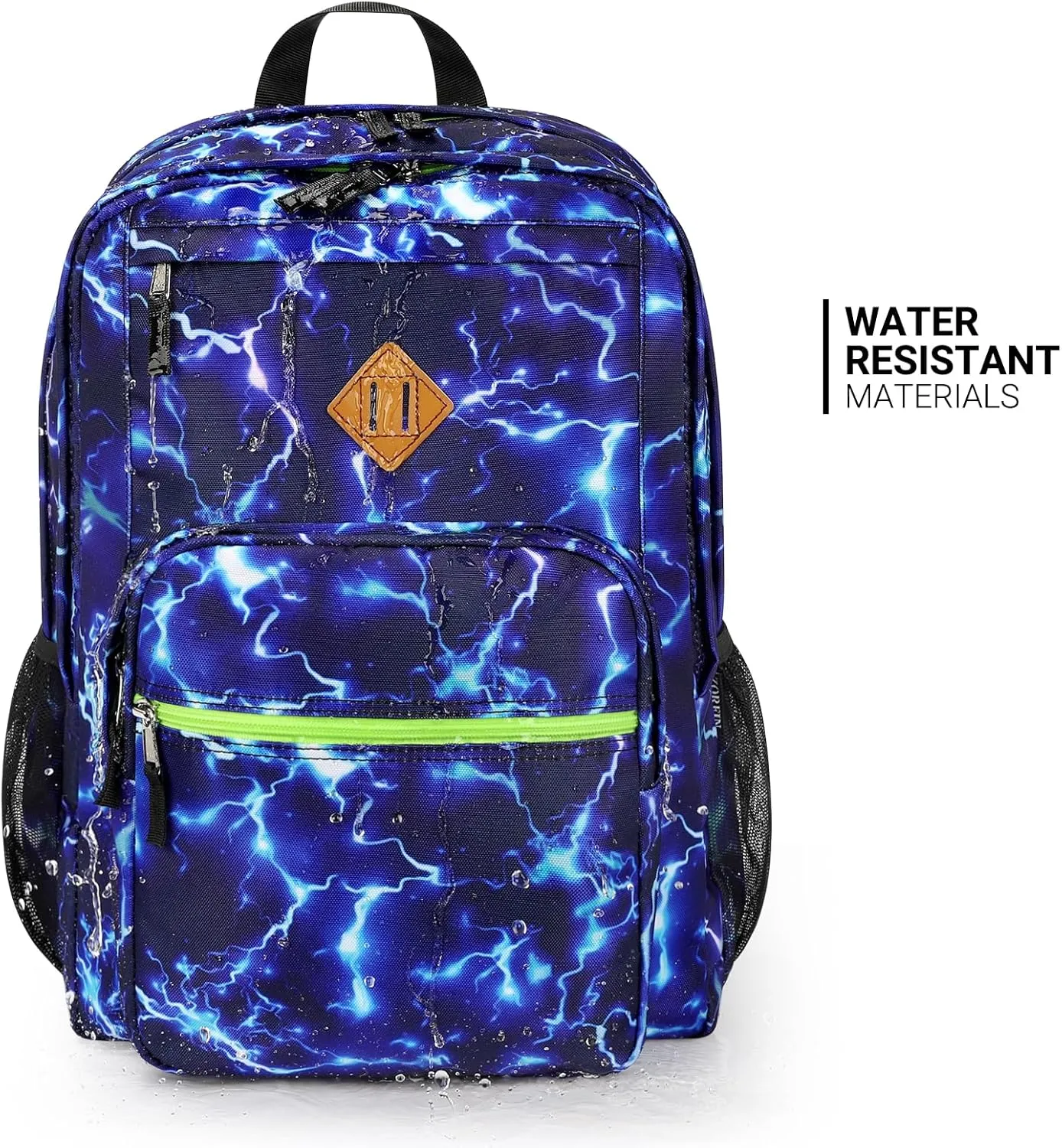 ZORFIN 26L Backpack for School, College, and Travel: Water Resistant Bookbag with 8 Compartments - Blue Lightning