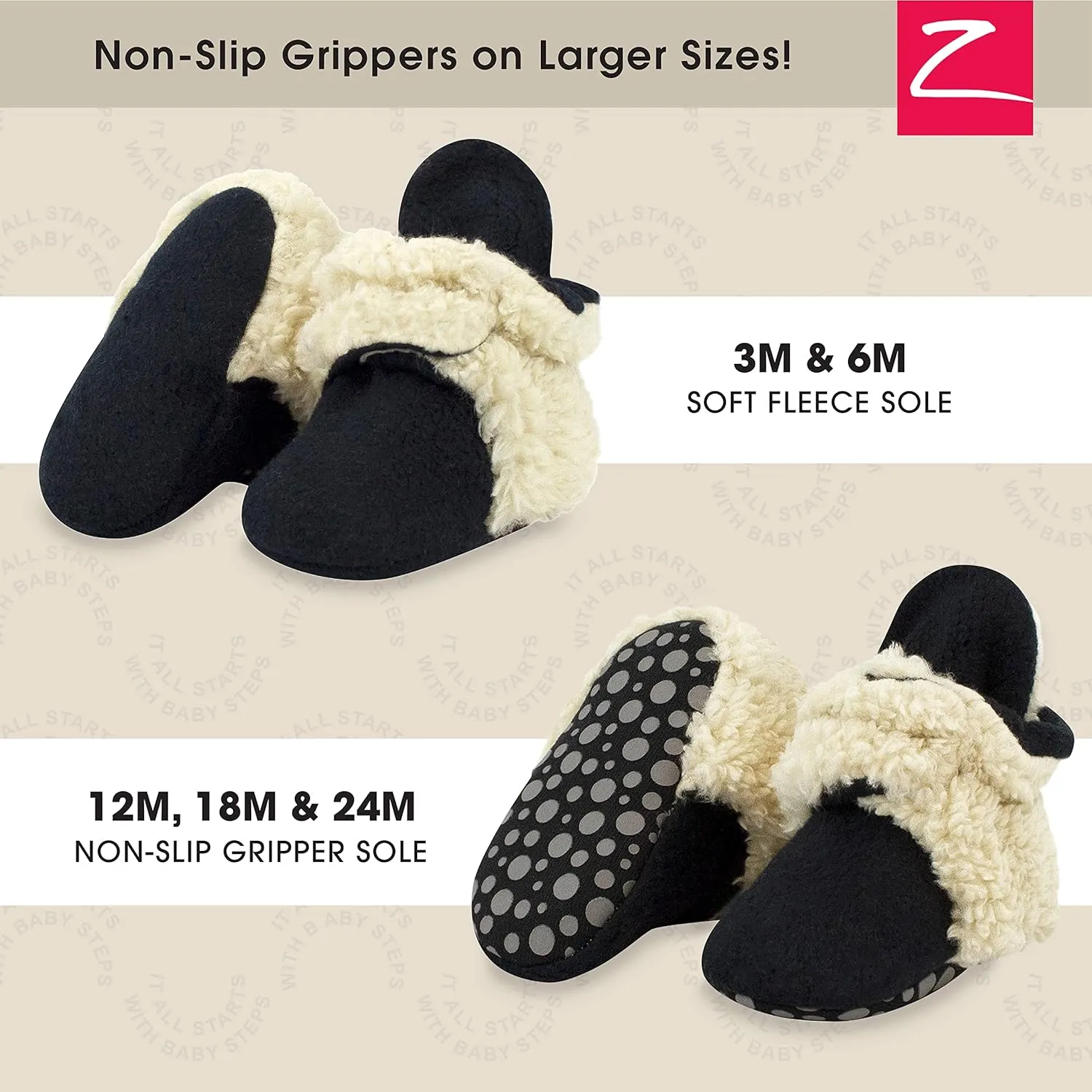 Zutano Unisex Fleece Baby Booties, Two Snap Closure, Newborn to 24 Months